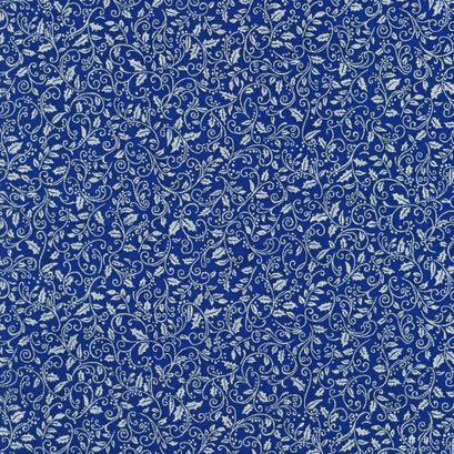 Holiday Charms - Scroll Vine Blue Yardage