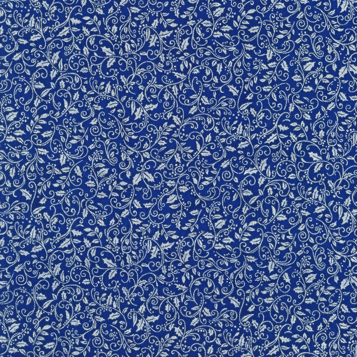 Holiday Charms - Scroll Vine Blue Yardage