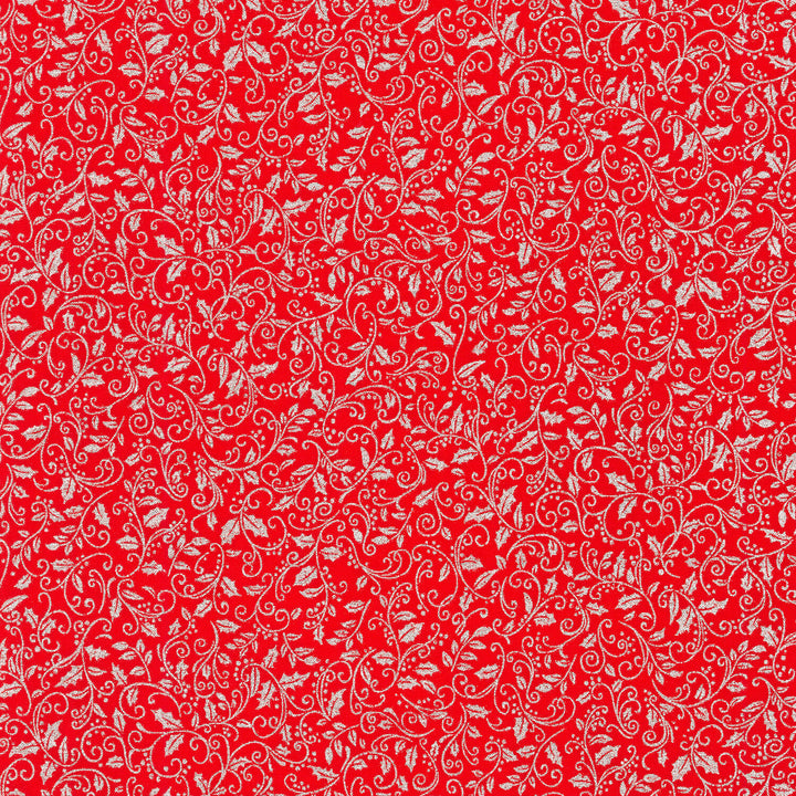 Holiday Charms - Scroll Vine Scarlet Yardage