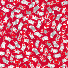 Holiday Charms - Stockings Scarlet Yardage