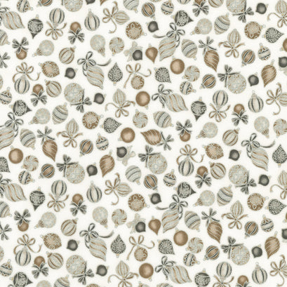 Holiday Charms - Ornaments Blanc Yardage