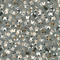 Holiday Charms - Stockings Pewter Yardage