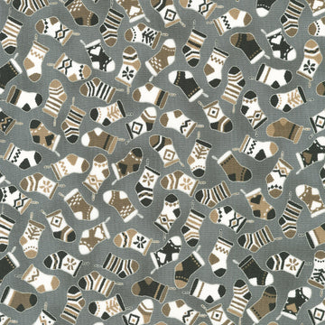 Holiday Charms - Stockings Pewter Yardage