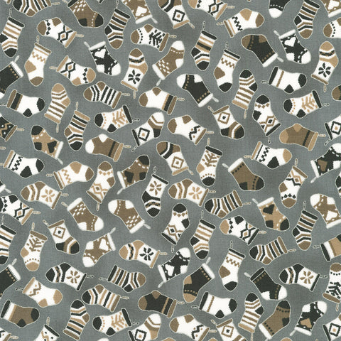 Holiday Charms - Stockings Pewter Yardage