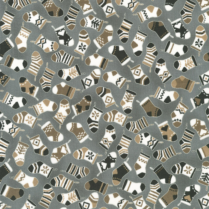 Holiday Charms - Stockings Pewter Yardage