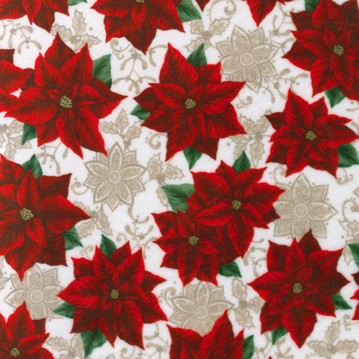 Holiday Flourish Minky - Poinsettia Vanilla Yardage