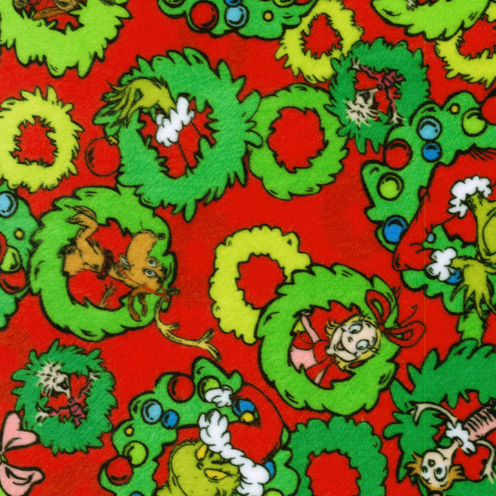 How The Grinch Stole X-Mas Minky - Christmas Wreaths Red Yardage
