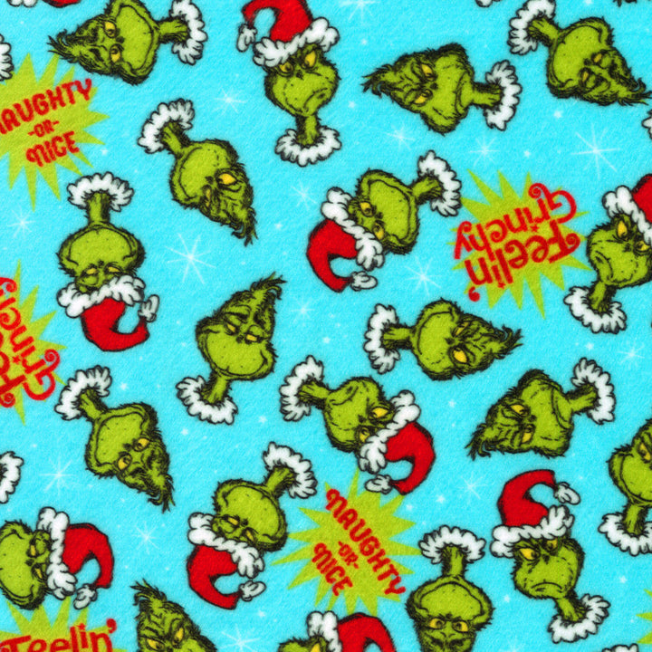 How The Grinch Stole X-Mas Minky - Grinch Faces Sky Yardage