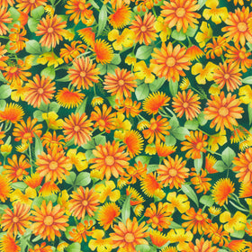 Honey Flower - Packed Flowers Forest Yardage