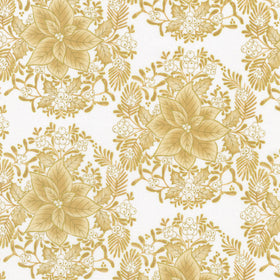Holiday Flourish-Festive Finery - Elegant Poinsettia Vanilla Metallic Yardage