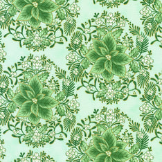 Holiday Flourish-Festive Finery - Elegant Poinsettia Fresh Sage Yardage