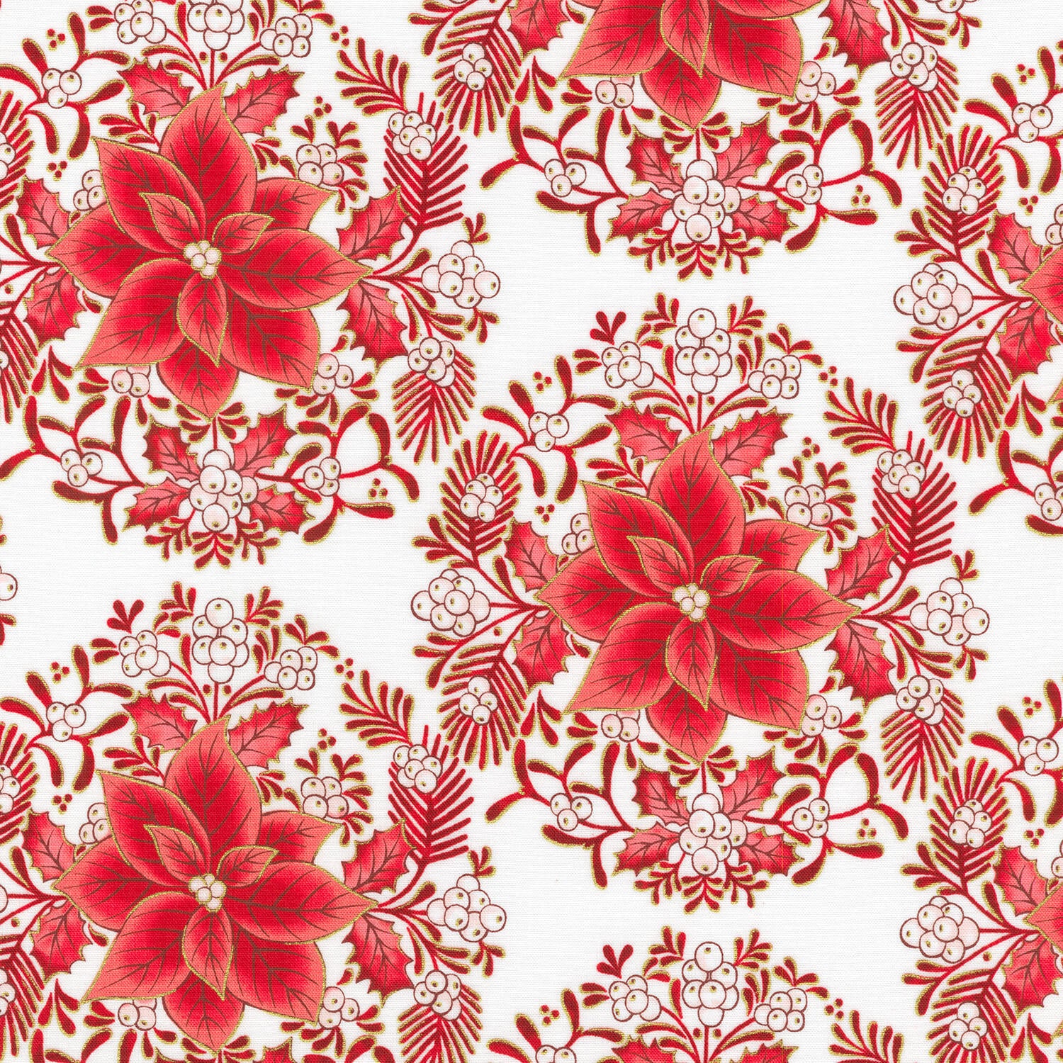 Holiday Flourish - Festive Finery - Candy Cane Metallic Yardage
