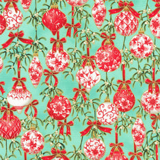 Holiday Flourish-Festive Finery - Mint Metallic Yardage