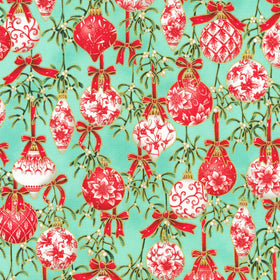 Holiday Flourish-Festive Finery - Mint Metallic Yardage