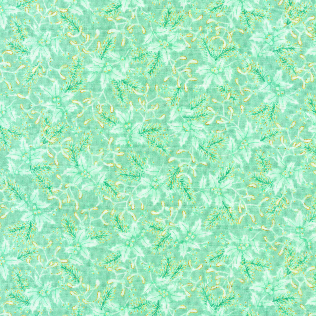 Holiday Flourish - Festive Finery - Holly Mint Yardage