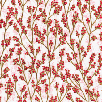 Holiday Flourish-Festive Finery - Berry Branches Candy Cane Metallic Yardage