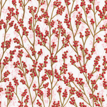 Holiday Flourish-Festive Finery - Berry Branches Candy Cane Metallic Yardage