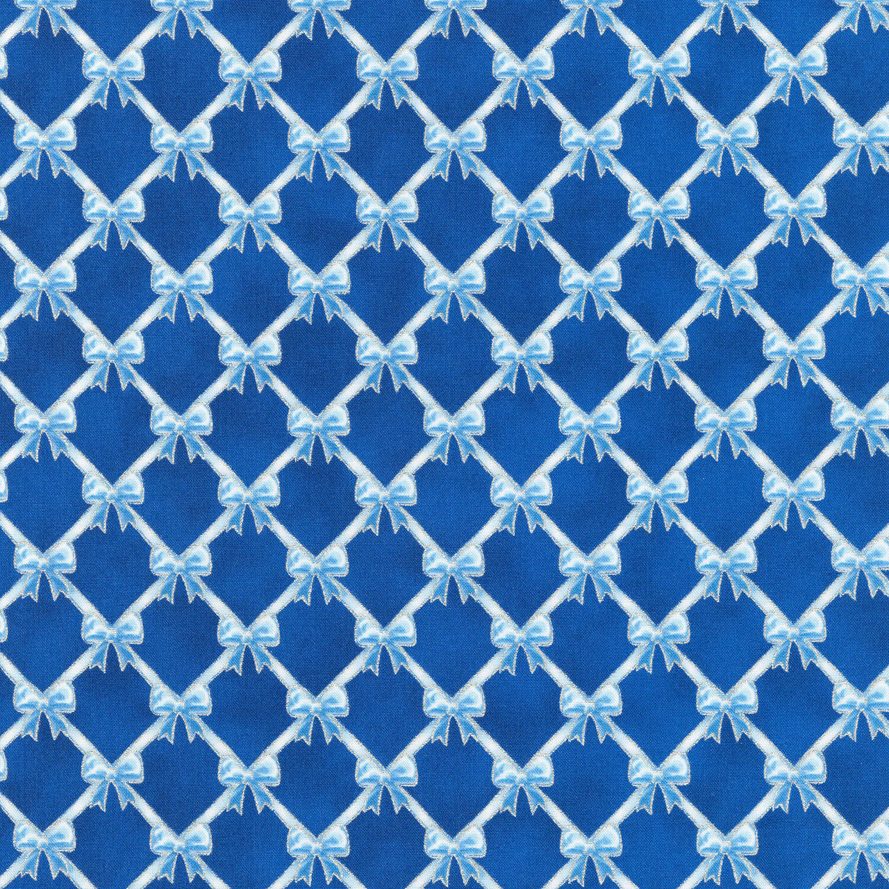 Holiday Flourish - Festive Finery Bows Blue Yardage