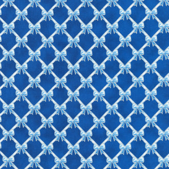 Holiday Flourish - Festive Finery Bows Blue Yardage