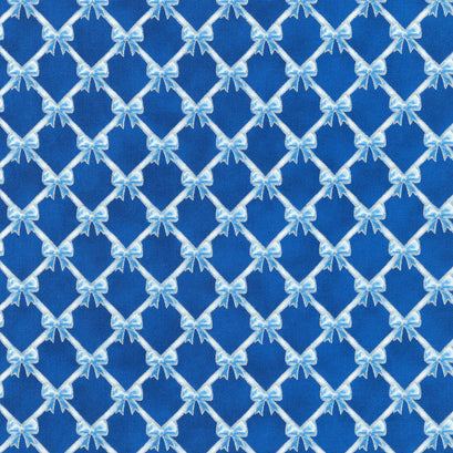 Holiday Flourish - Festive Finery Bows Blue Yardage
