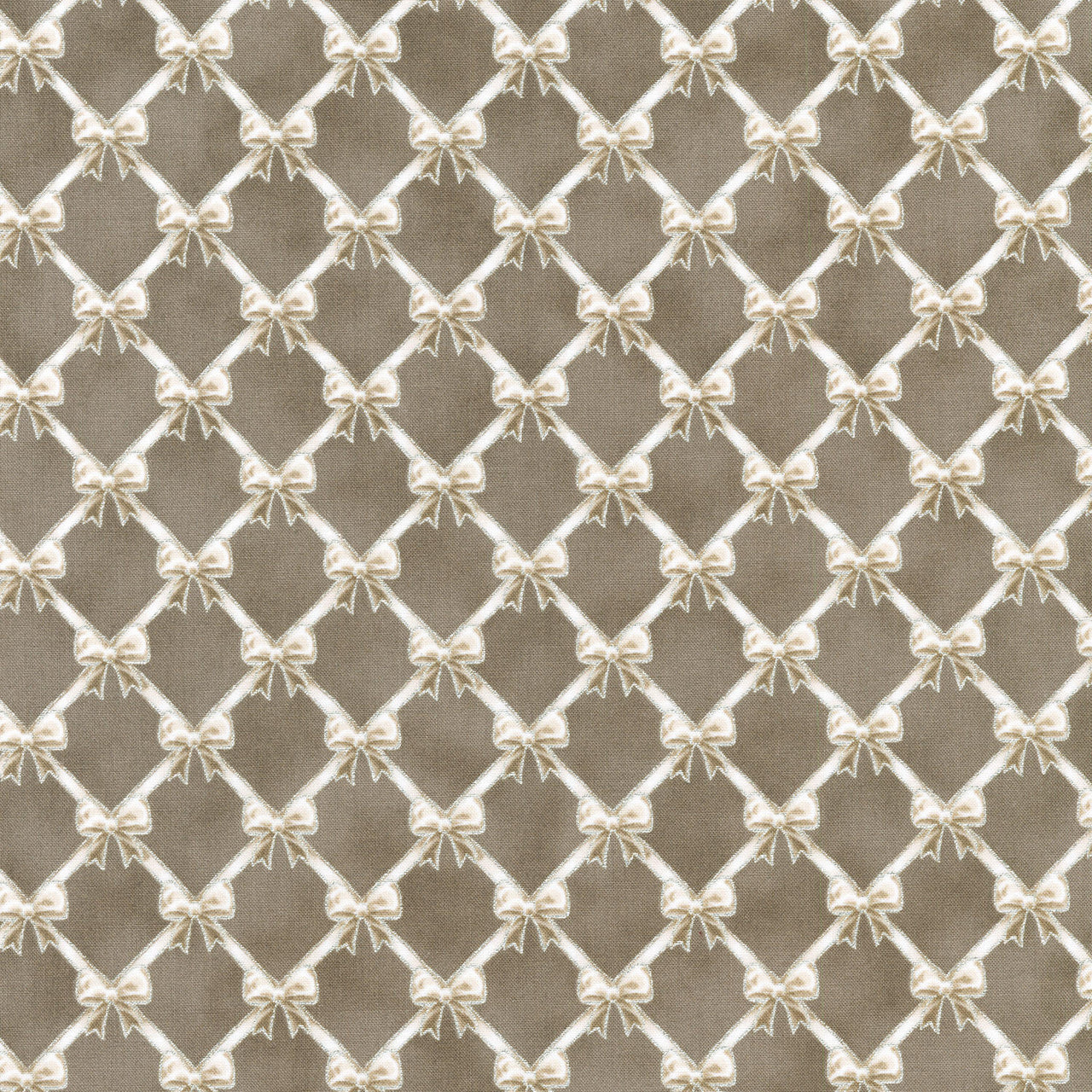 Holiday Flourish-Festive Finery - Lattice Bows Taupe Yardage