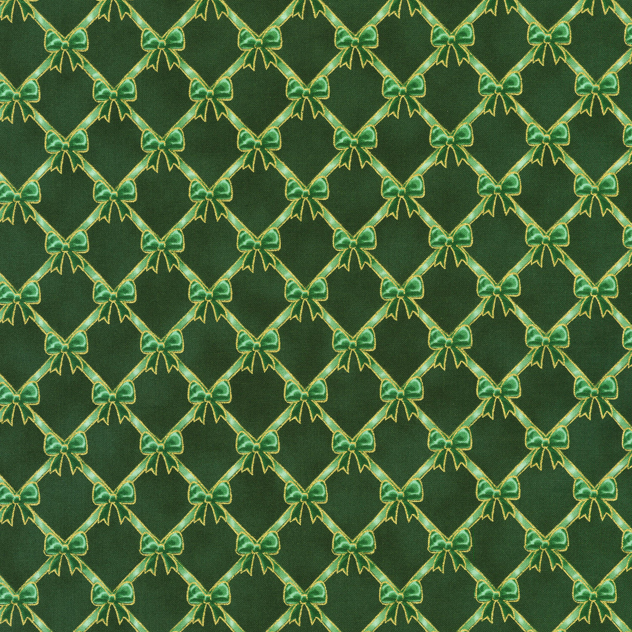 Holiday Flourish - Festive Finery Bows Evergreen Yardage
