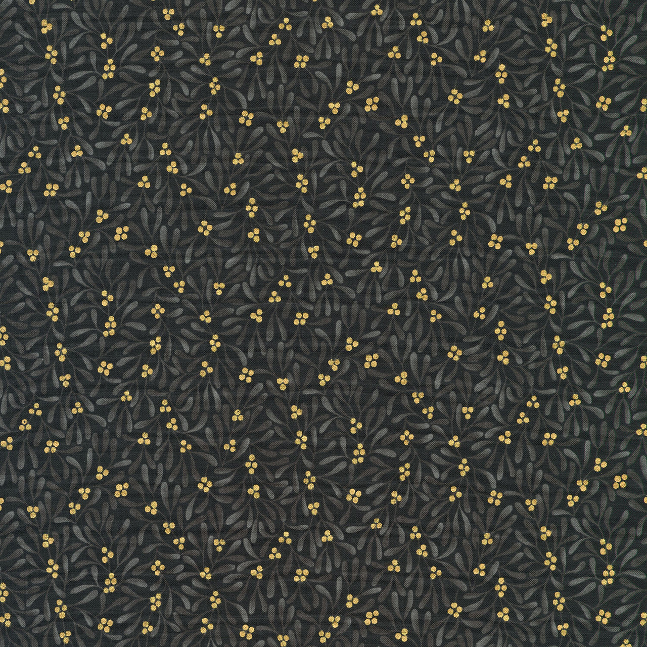 Holiday Flourish - Festive Finery - Black Metallic Yardage