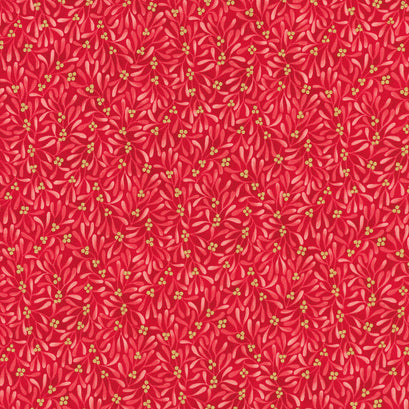 Holiday Flourish - Festive Finery Sprig Crimson Yardage