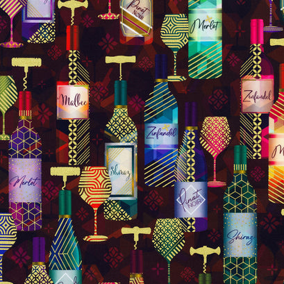 Happy Hour - Wine Bottles Wine Yardage