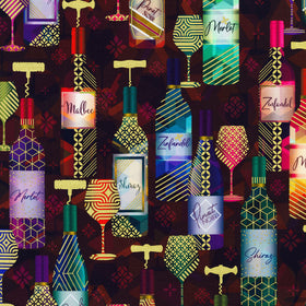 Happy Hour - Wine Bottles Wine Yardage