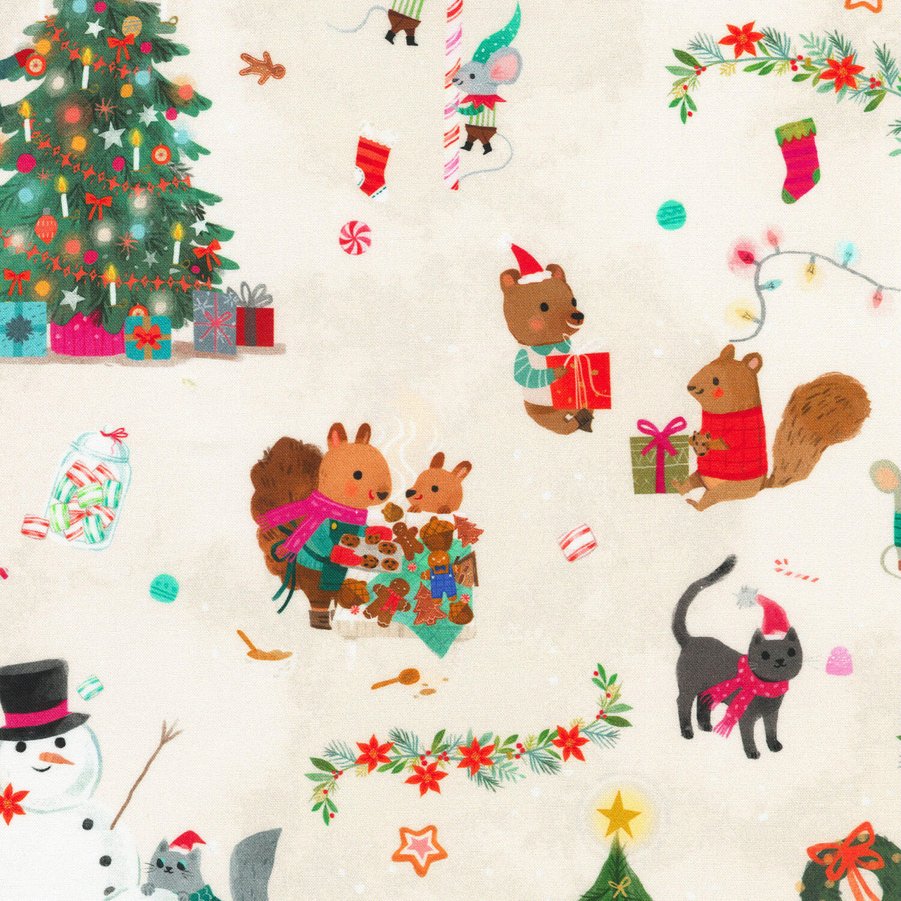 Jingle Pals - Critters Holiday Sugar Yardage