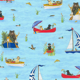 Lake House - Bears and Dogs Canoeing Nature Yardage