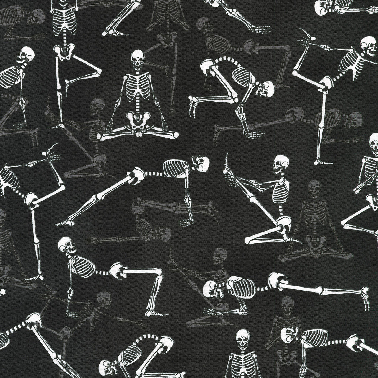 Lights Out - Skeletons Yoga Nightfall Glow in the Dark Yardage