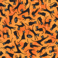 Lights Out - Cats Pumpkin Glow in the Dark Yardage