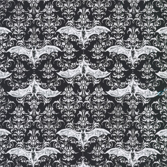 Lights Out - Gothic Bats Licorice Yardage