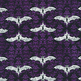 Lights Out - Gothis Bats Midnight Purple Yardage