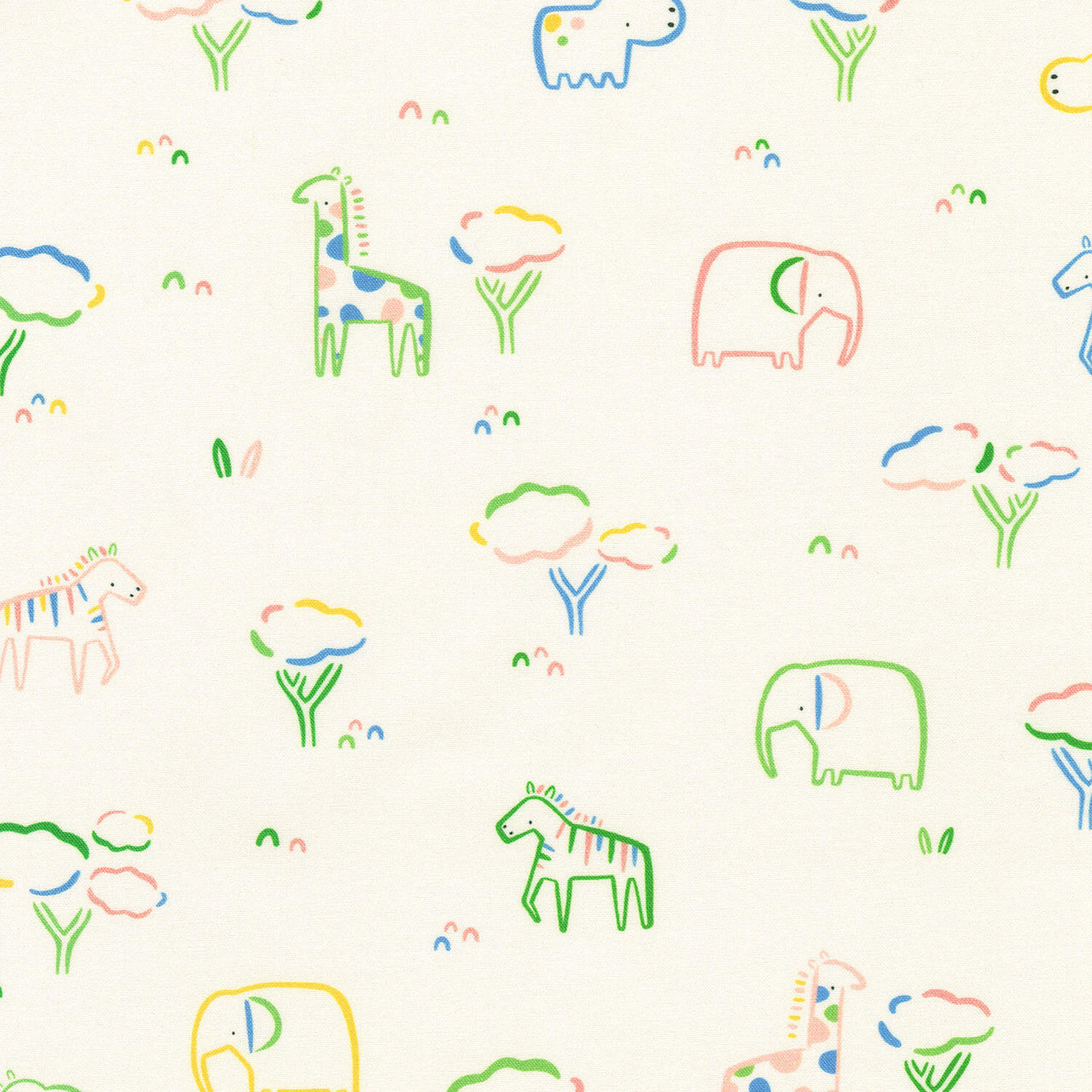 Little Safari - Animals Natural Yardage
