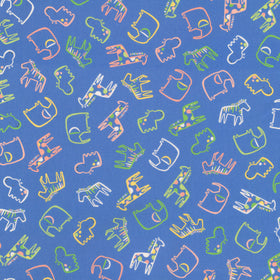 Little Safari - Tossed Animals Cornflower Yardage