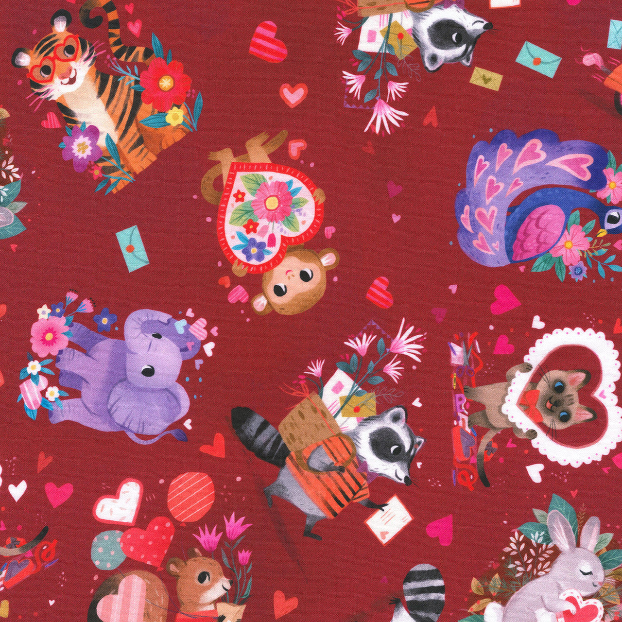 Little Valentine - Animal Love Cherry Yardage