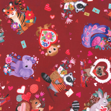 Little Valentine - Animal Love Cherry Yardage