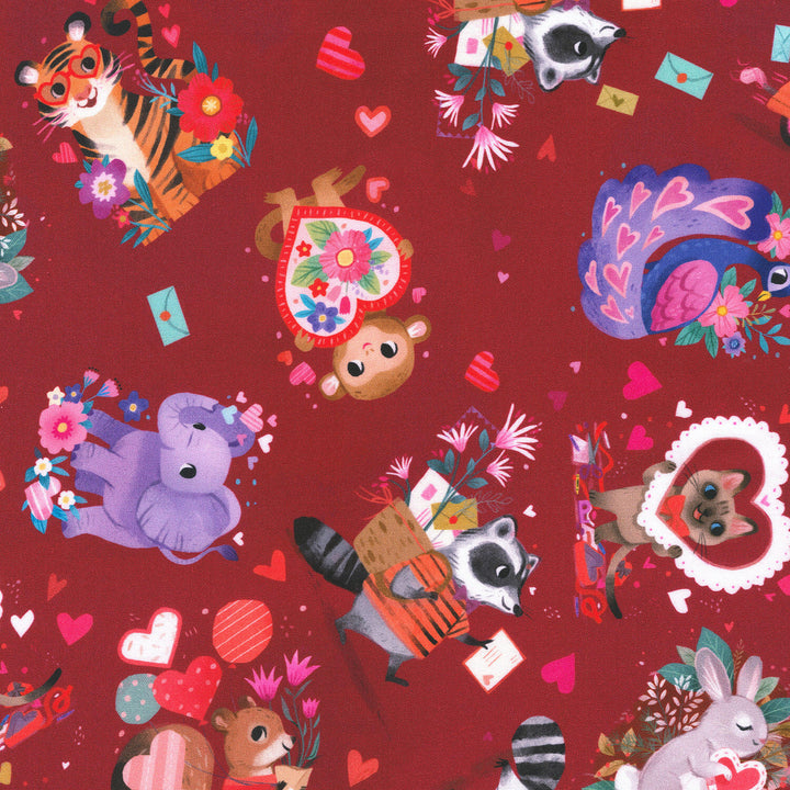 Little Valentine - Animal Love Cherry Yardage