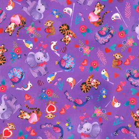 Little Valentine - Animals Grape Yardage