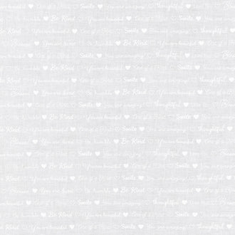 Mini Madness - Love Notes White Yardage
