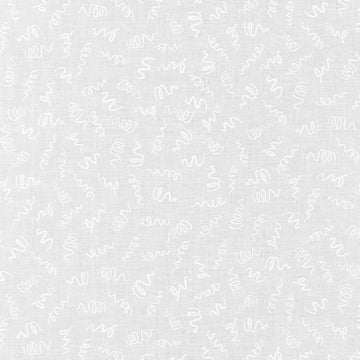 Mini Madness - Confetti Swirls White on White Yardage