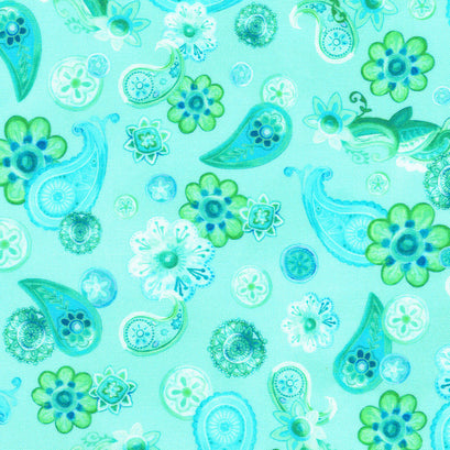 Night Owls - Paisley Aqua Yardage