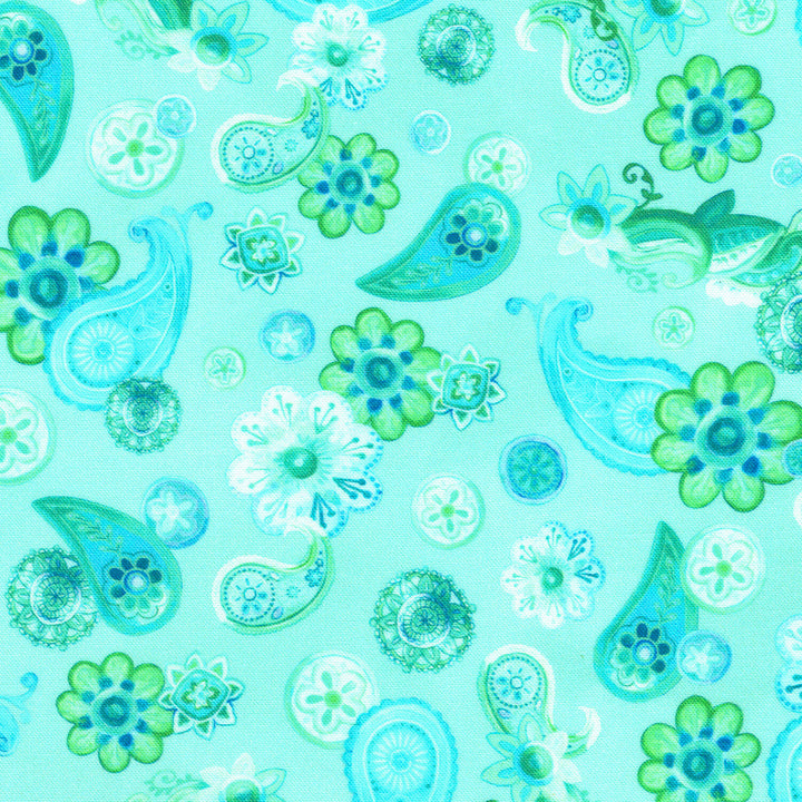 Night Owls - Paisley Aqua Yardage