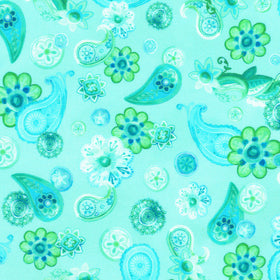 Night Owls - Paisley Aqua Yardage