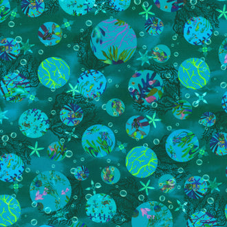 Oceanica - Bubbles Teal Yardage