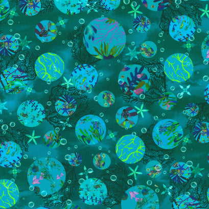Oceanica - Bubbles Teal Yardage