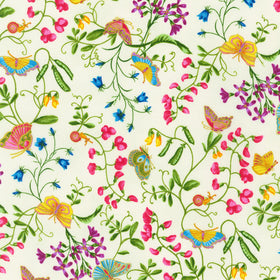 Parvaneh's Butterflies - Butterflies and Flowers Eggshell Yardage